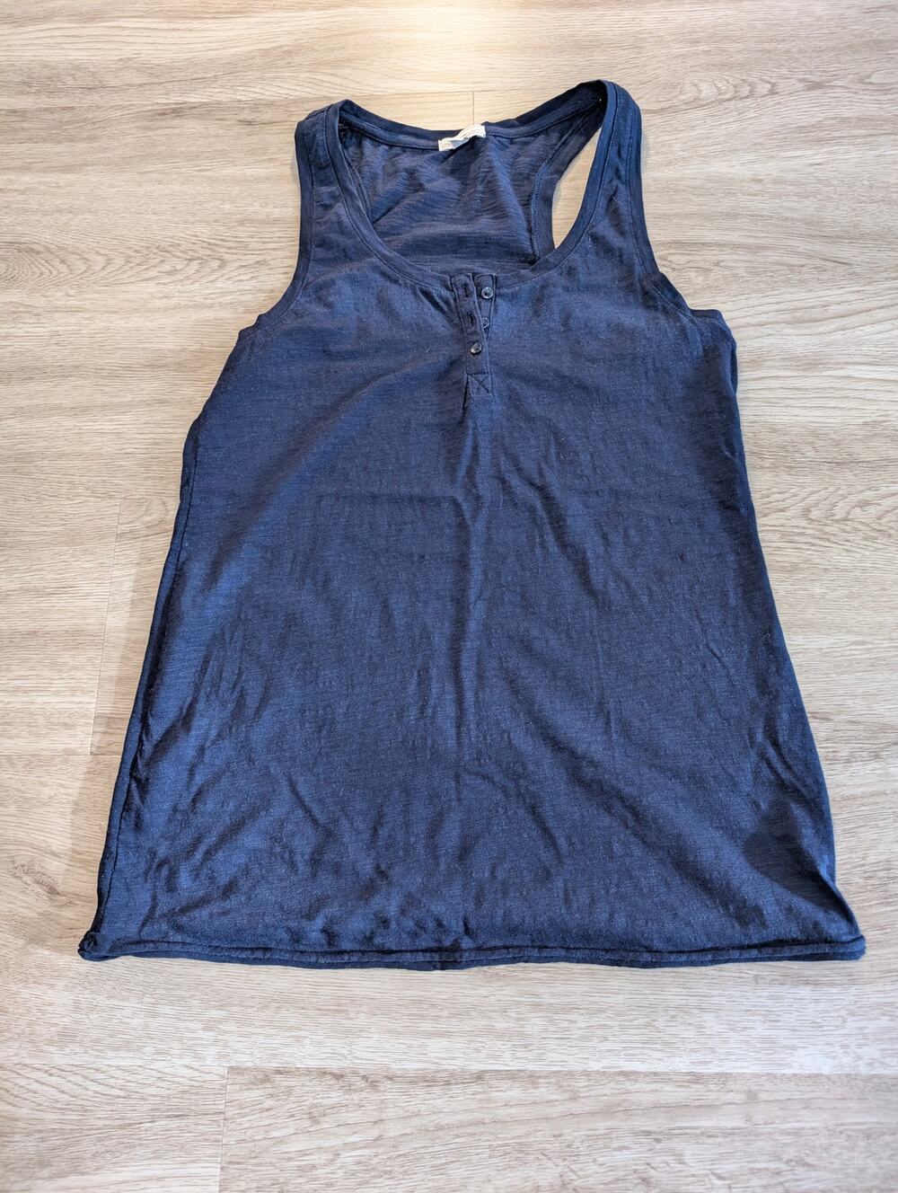 Gap Henley Tank Top Womens Small S Navy Blue Heathered Racerback Button Shirt